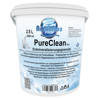 PureClean PRO Nachfüllung für Kalkschutzfilter passend für Laurastar Dampfbügelstationen Bügelstation Bügeleisen Kalkschutz Granulat Reinstwasser zur Dampferzeugung mit Farbindikator von Blau auf Orange 2,5 Liter Granulat