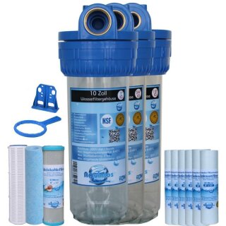 Wasserfilter Wasserfiltergehäuse 10 Zoll - 1 Zoll IG (3-teilig)