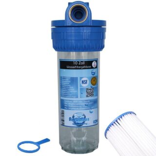 Wasserfiltergehäuse 10 Zoll - 1 Zoll Innengewinde Filterschlüssel Lamellenfitler 100µ