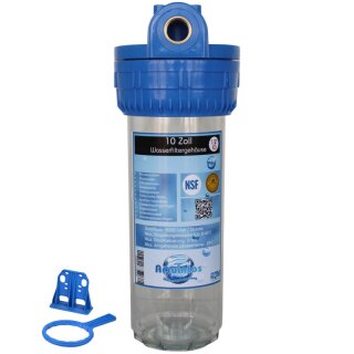 Wasserfiltergehäuse 10 Zoll - 1/2 Zoll Innengewinde Wandhalter & Filterschlüssel Ohne Filterkerze