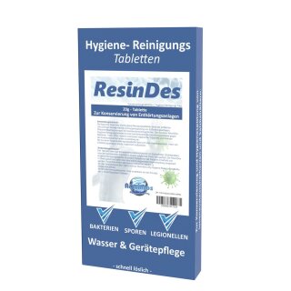 ResinDes 20g Hygiene Reinigungstablette für Entkalkungsanlage Wasserenthärtungsanlage Hygienespülung für Ionenaustauscher- Harz und Salzbehälter