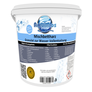 Mischbettharz Pure Resin PMB 101-3 25 Liter Vollentsalzungsharz - Filtergranulat zur Wasservollentsalzung und Herstellung von VE Wasser 25 Liter (Sackware)