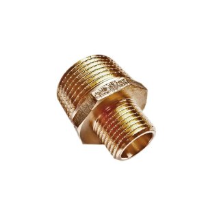 Doppelnippel 1" AG x 3/4" AG reduziert aus Rotguss Siliziumbronze