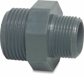Doppelnippel aus PE in 1 1/2" AG x 1 1/4" AG