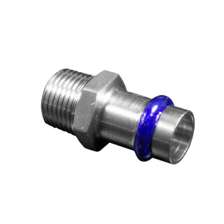 Übergang mit 1" Außengewinde Edelstahl V4A 28mm Ø V-Kontur