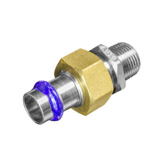 Durchgangsverschraubung mit 1" AG Edelstahl V4A V-Kontur Ø 28mm flachdichtend
