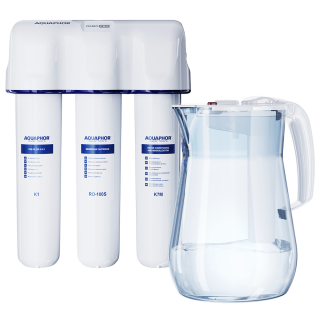 AQUAPHOR RO-312S PRO Umkehrosmoseanlage + 2,5 Liter Wasserkrug mit Schwimmerschalter