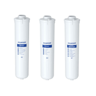 AQUAPHOR Crystal H Wasserfilter Set K3 - KH - K7 Wasserenthärter mit Mikrofiltration bis 0,8 Mikrometer für hartes Wasser