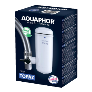 AQUAPHOR TOPAZ Wasserfilter für den Wasserhahn mit AQUALEN und  Aktivkohle aus Kokussnusschalen