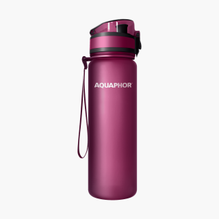 AQUAPHOR Wasserfilter-Trinkflasche CITY Kirsch-Rot 0,5L mit Aktivkohle-Wasserfilter aus Kokosnussschalen für 150 Liter gefiltertes Trinkwasser