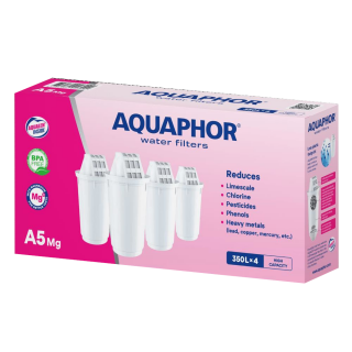 AQUAPHOR A5 Mg Aqualen + Magnesium Kartusche Pack 4 für Provence, Prestige, Atlant, Arctic und Smile Tischwasserfilter