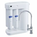 AQUAPHOR RO-101S Umkehrosmoseanlage inkl. K2,K5 und K7M Ersatzfilter mit 1 Wege Wasserhahn weiß Trinkwasserfilter Reverse Osmosis System 50 GPD Membran für 190 Liter am Tag