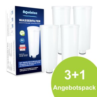 Wasserfilter Ersatz für DeLonghi Filterpatrone DLSC002 SER3017 Kompatibel mit DeLonghi Magnifica S Eletta Explorer Dinamica und ECAM-Serie Kaffeevollautomaten und Espressomaschinen 3+1 Stück