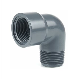 PVC 90° Winkel 3/4 Zoll Außengewinde x 3/4 Zoll Innengewinde