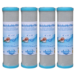 Aktivkohlefilter 10 Zoll Aktivkohleblock (Activated Carbon) Trinkwasserfilter 10x2,5" in 5µ (Mikron)