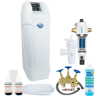 Aquintos MKC120 TOP-Line | Wasserenthärtungsanlage Komplettset inkl. RDX Rückspülfilter, Montage-Kit & 100kg Salz-Vorrat