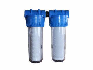 10 Zoll DUO Trinkwasser Filtersystem Brunnenwasser Hauswasserfilter 3/4 Zoll IG